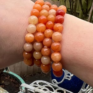 Orange Aventurine Crystal Beaded Bracelet 8mm
