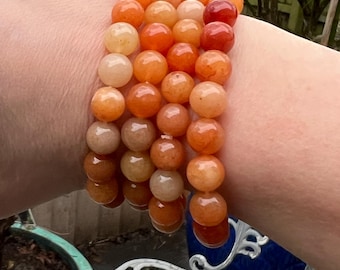Orange Aventurine Crystal Beaded Bracelet 8mm