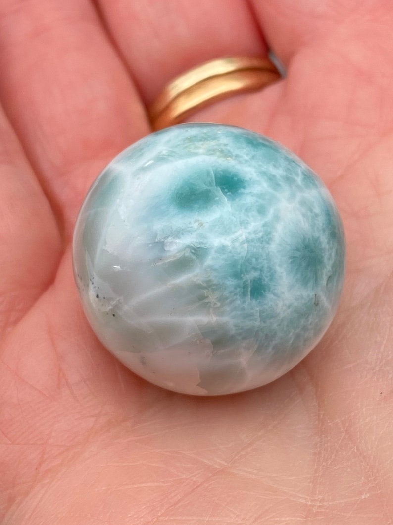 Peace Love Tranquility 50 Larimar Ball Deep Blue Dolphin Stone AAA