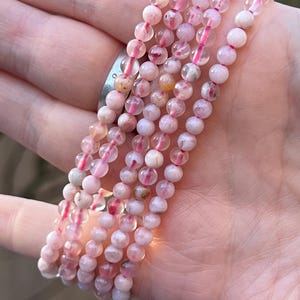 Flower Agate / Cherry Blossom Crystal Beaded Bracelet 4mm