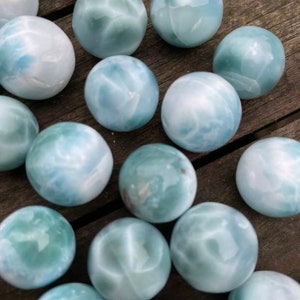 Larimar Ball Deep Blue Dolphin Stone AAA+ : Peace / Love / Tranquility 6/8g