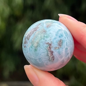 Larimar Ball Deep Blue Dolphin Stone AAA+ : Peace Love Tranquility 52 33mm