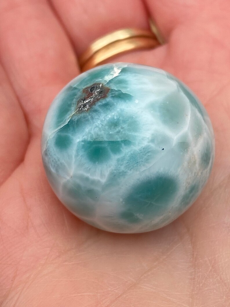 Peace Love Tranquility 50 Larimar Ball Deep Blue Dolphin Stone AAA