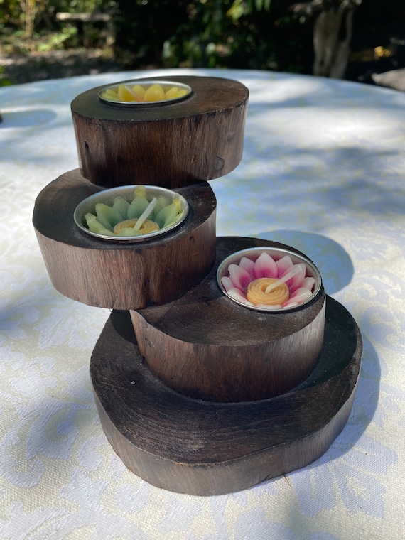 Teak Wood Double Candle Holder Bali Fair Trade Item
