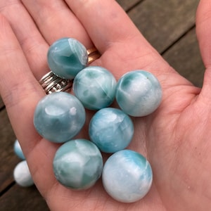Larimar Ball Deep Blue Dolphin Stone  AAA+ : Peace / Love / Tranquility 6/8g