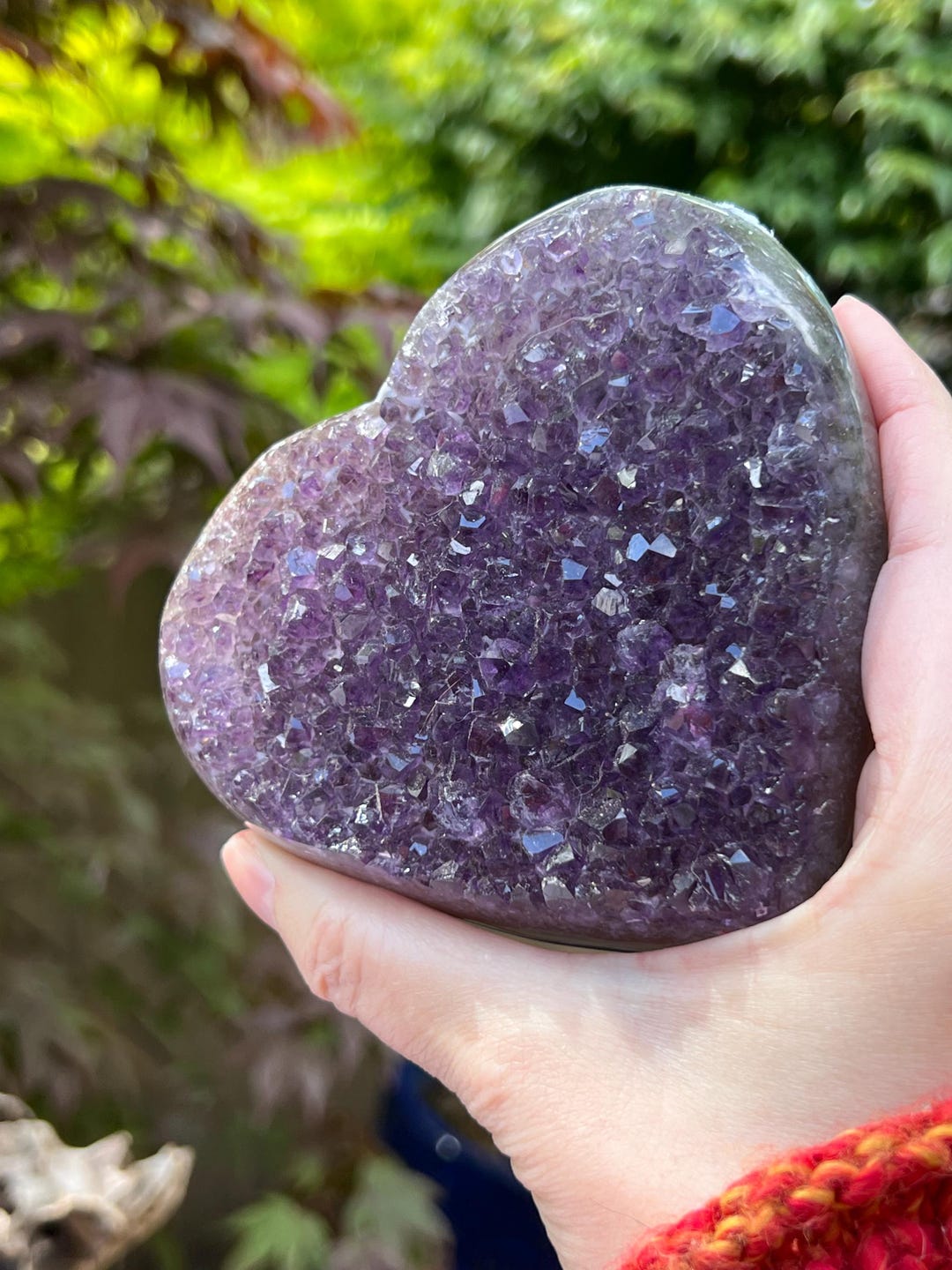 レインボーアメジスト ピンクパープルクラスター クリスタルハート