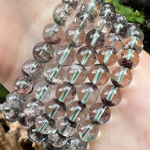 Lodolite Phantom Quartz Crystal Beaded Bracelet 8mm AAA+