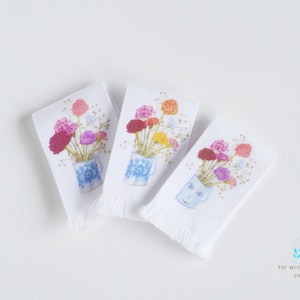 Miniature Towel, 12th  Scale, White Flower Vase