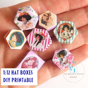 Cajas de sombreros vintage para damas (juego de 11) en miniatura imprimibles