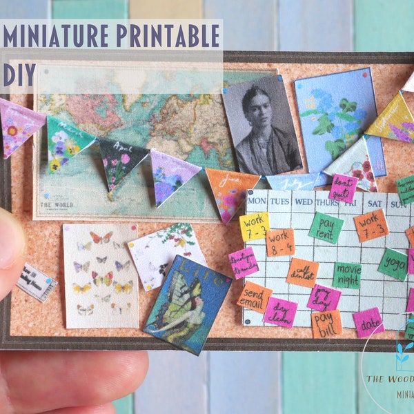 Miniature Cork Board and Calendar Printable Kit in 12th and 6th Scale