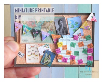 Miniature Cork Board and Calendar Printable Kit in 12th and 6th Scale