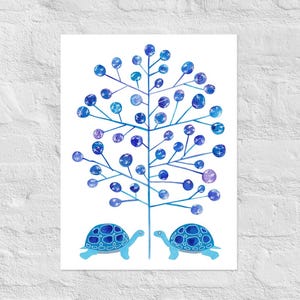 Le tartarughe e l'albero della vita / Amore eterno / Illustrazione di connessione tra animali e natura