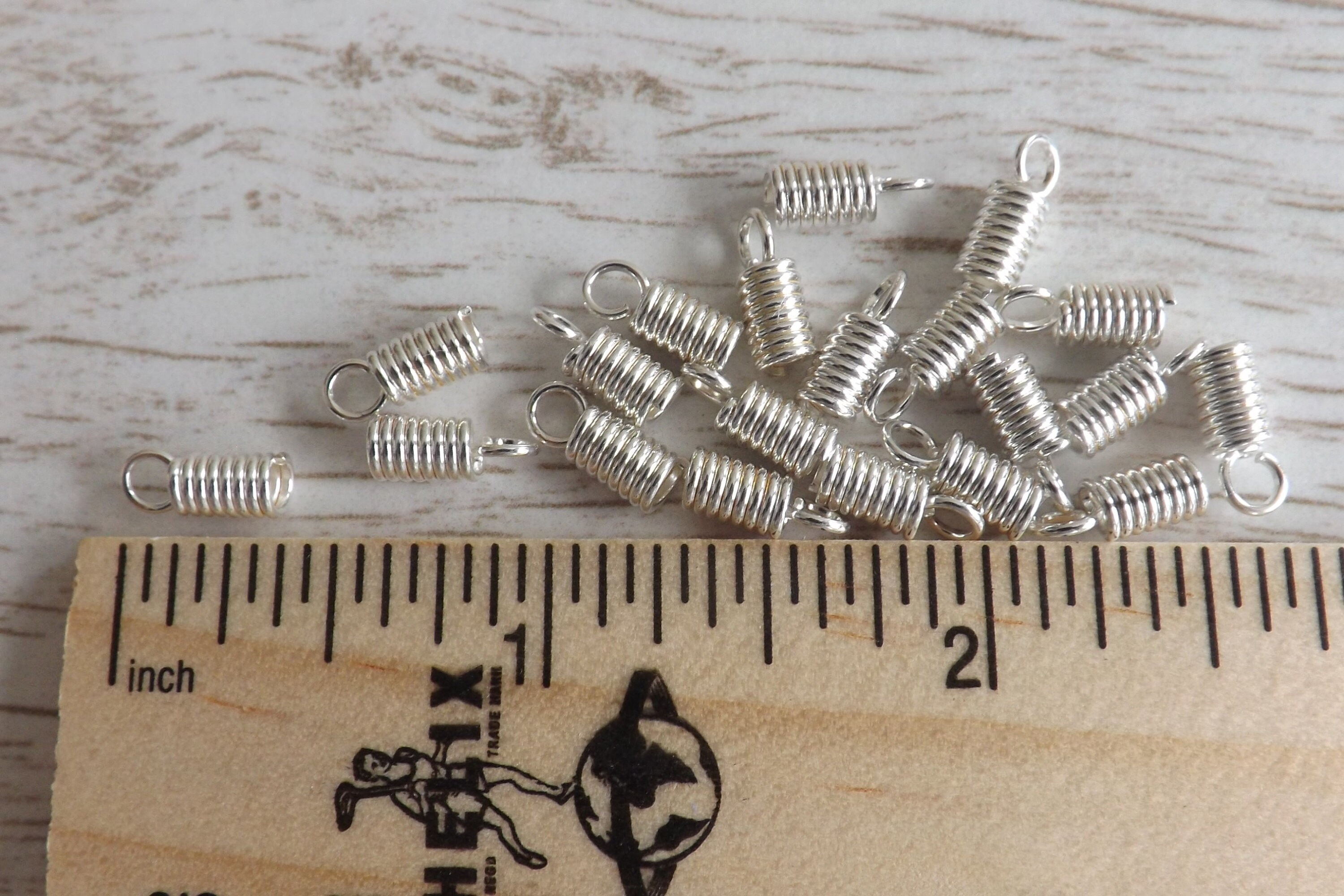 20 pieces silver plated spring cord ends 10mm wound cord Etsy