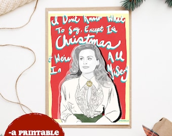 National Lampoon's Christmas Vacation Ellen Griswold Inspired Holiday Christmas Hand Drawn Card