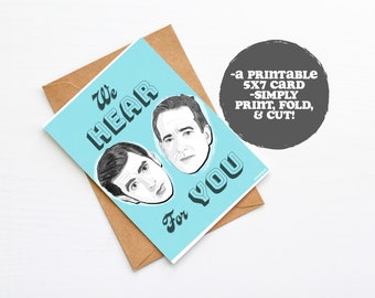 Succession Inspired Tom Wambsgans & Cousin Greg Hirsch We Hear For You Hand Drawn Greeting Card