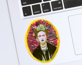 Frida Kahlo I Don’t Give a Sh*t What the World Thinks Glossy Vinyl Water Resistant Sticker