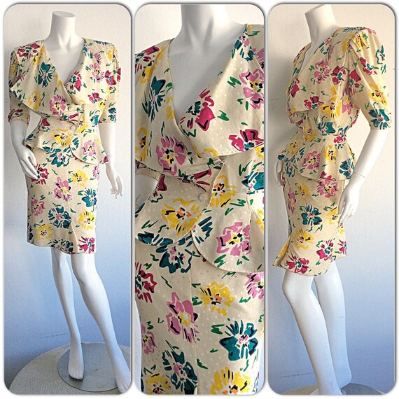 Stunning Vintage Emanuel Ungaro 1980s Silk Floral Skirt Suit / | Etsy