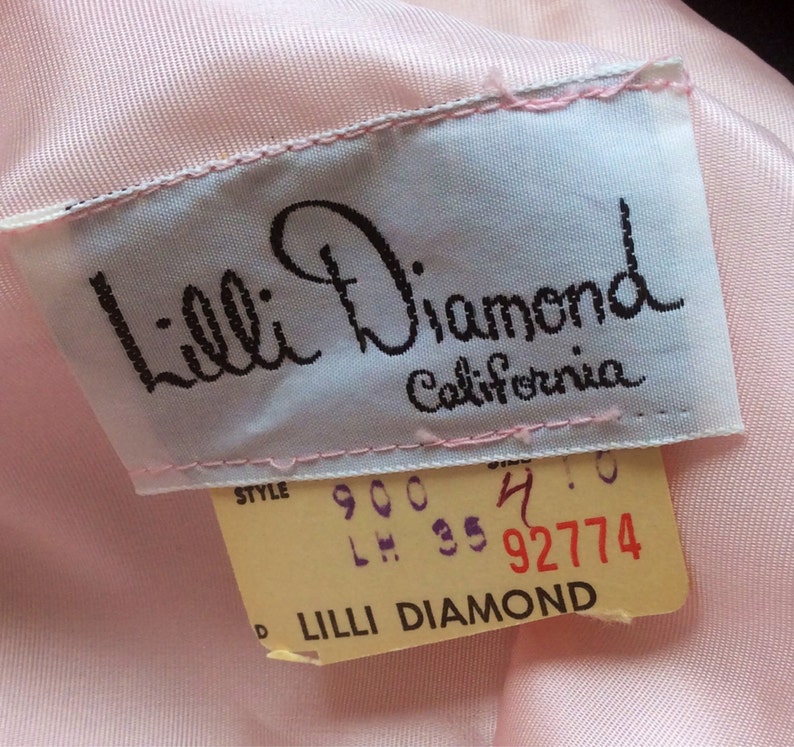 1960s Lilli Diamond Pin-Up Dress / Vintage Pale Pink Dress w/ Sequins & Beads / Bombshell Wiggle Silk Chiffon Dress / New w/ Tags image 5