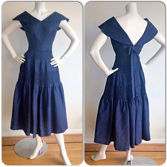 navy rockabilly dress