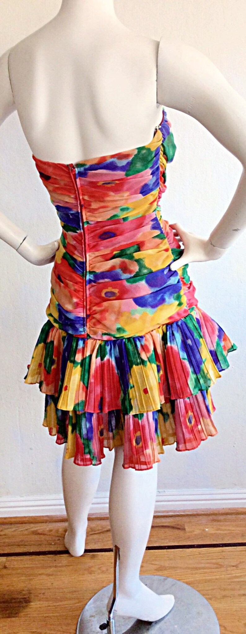 Sexy Vintage Watercolor Colorful Cha Cha Dress / Ruffle Skirt | Etsy