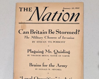 The Nation Magazine January 25, 1941 WWII World War 2 Britain UK United States