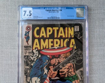 Captain America #106 - Marvel - OW/W - 10/68 - CGC 7.5 - Stan Lee, Jack Kirby