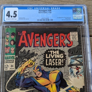 Avengers 34 (CGC 4.5) 1st app Living Laser Bill Foster Don Heck 1966 Marve