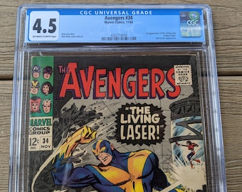 Avengers 34 (CGC 4.5) 1ère application Living Laser Bill Foster Don Heck 1966 Marve