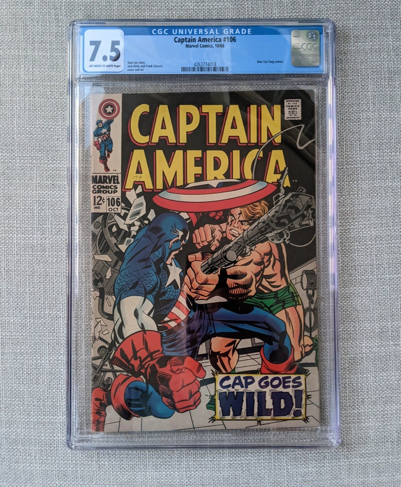 Captain America 106 Marvel OW/W 10/68 CGC 7.5 Stan Lee, Jack Kirby image 1