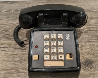 Téléphone à bouton-poussoir tactile noir et blanc d'AT&T Technologies - Téléphone Vtg