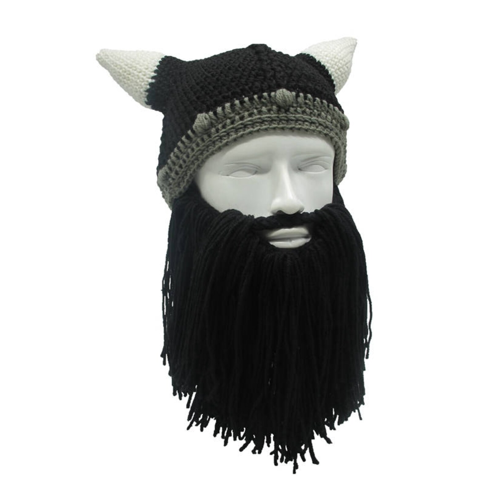 Men/women Winter Crochet Viking Beanie Hat With Detachable Etsy