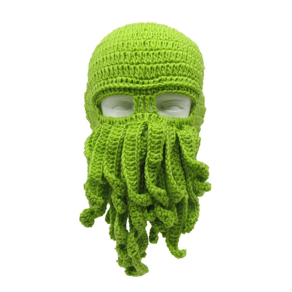 Crochet Men Women Octopus Mask Beard Hat Squid Knit Cosplay Cthulhu Beanie Ski Cap