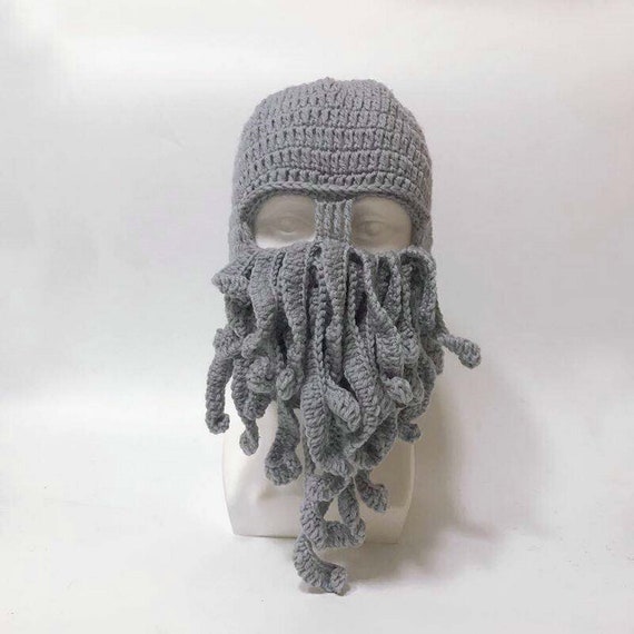 Crochet Men Women Octopus Mask Beard 