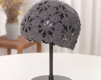 New Arrival cotton hat handmade women summer crochet beanie hat light weight hollow flower beanie