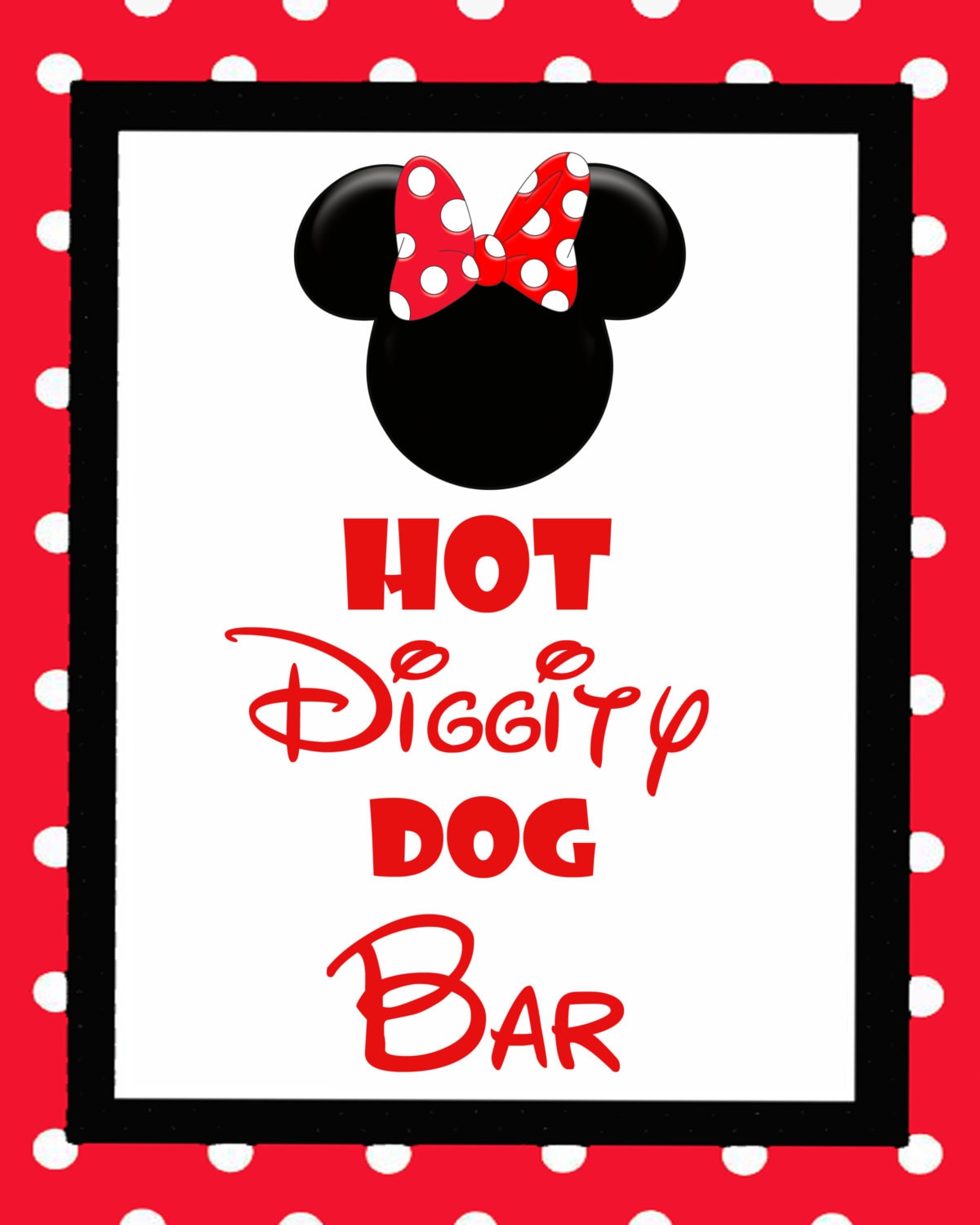 Minnie Mouse Hot Diggity Dog Bar Sign Etsy