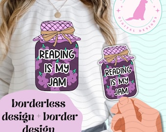 Läsning är min sylt-klistermärke png, druvgelé som läser min sylt-klistermärke png, jordgubbssylt som läser min sylt-klistermärke png, Kindle-klistermärke png