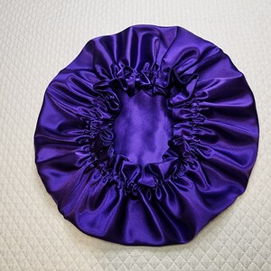 Purple Satin Hair Bonnet, Satin Hair Bonnet, Double-Layer Reversible Bonnet, Satin Elastic Bonnet