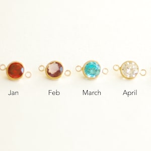 14k Gold Filled 4mm Birthstone CZ Connector Charm - 14kgf cubic zirconia bezel frame spacer link jewelry finding birthstone [ GFCH3 ]