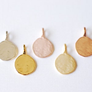 Vermeil Gold Round Blank Disc Charm Attached Bail -18k gold plated over sterling silver,blank disc, Gold stamping disc, Rose Gold disc, 97