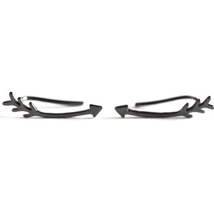 Black Gold Arrow Earring Climber Ear Cuff- Rhodium plated 925 Silver Arrow Earrings, Arrow Earring Crawler, Curved Arrow Earring, Ear Jacket