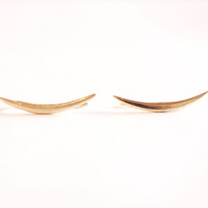 Matte Gold Crescent Moon Ear Climbers- Moon Earrings, Ear Crawlers, Ear Climbers, Moon Ear Pin, Moon Ear Cuff, Moon Ear Crawler Earrings
