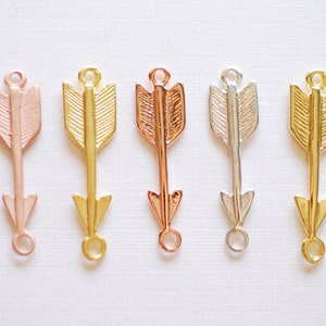 Shiny Vermeil Rose Gold Arrow Connector Charm- 18k gold plated over Sterling Silver Arrow Charm Gold Arrow Connector Link Spacer Arrowhead,4