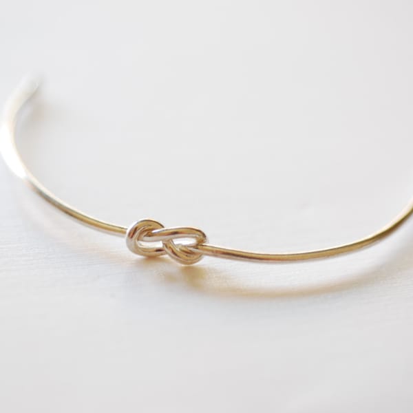 Sterling Silver Love Knot Bracelet- Silver Knot Cuff Bracelet, Bridesmaid Jewelry, Adjustable Knot Bracelet, Bow Bracelet, Sailors knot, 263