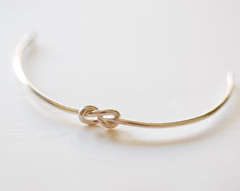 Sterling Silver Love Knot Bracelet- Silver Knot Cuff Bracelet, Bridesmaid Jewelry, Adjustable Knot Bracelet, Bow Bracelet, Sailors knot, 263