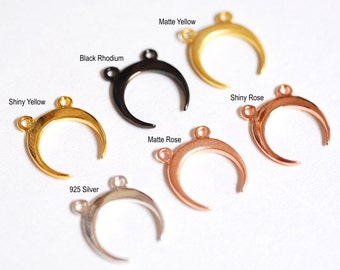 Vermeil Gold or Sterling Silver Crescent Moon Horn Charm- Half moon charm pendant, Gold Crescent Moon, Gold Tusk Charm, Moon Charm, 278