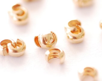 10 PCS Gold Filled & 925 Silver 3mm Crimp Cover Findings Fits 2mm Crimps  Beading Crimp Covers Cable thimbles Wholesale Findings GFCH2-53