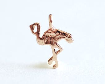 Rose Gold Flamingo Charm, 22k Gold plated 925 Silver Flamingo, Bird Charm, Crane, Small Bird, Pink Flamingo, Sterling Silver Pendant, 369