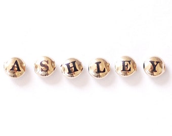 14k Gold Filled Alphabet Letter Initial Beads - 7mm Yellow Gold Filled Personalized Word Name Necklace Bracelet Seamless Oval beads