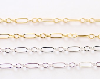 1.5mm Oval Long and Short Flat Chain l Wholesale Jewelry Findings l Permanent Jewelry Gold Filled Sterling Silver [LON-01 ]