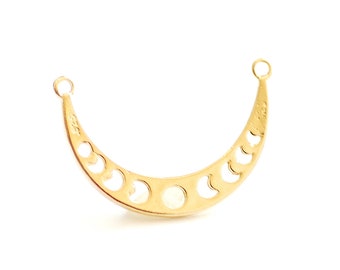 Eclipse Crescent Connector Charm - Lunar Eclipse, astronomy, star sun moon, spacer link, necklace pendant, Moon phases, cut out moon, 490